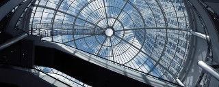 Glass roof inside a building