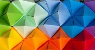 Colourful folded paper origami
