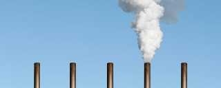power station chimneys and blue sky