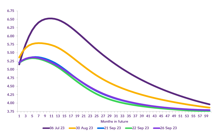 Chat showing overnight Index Swap (OIS) forward curve