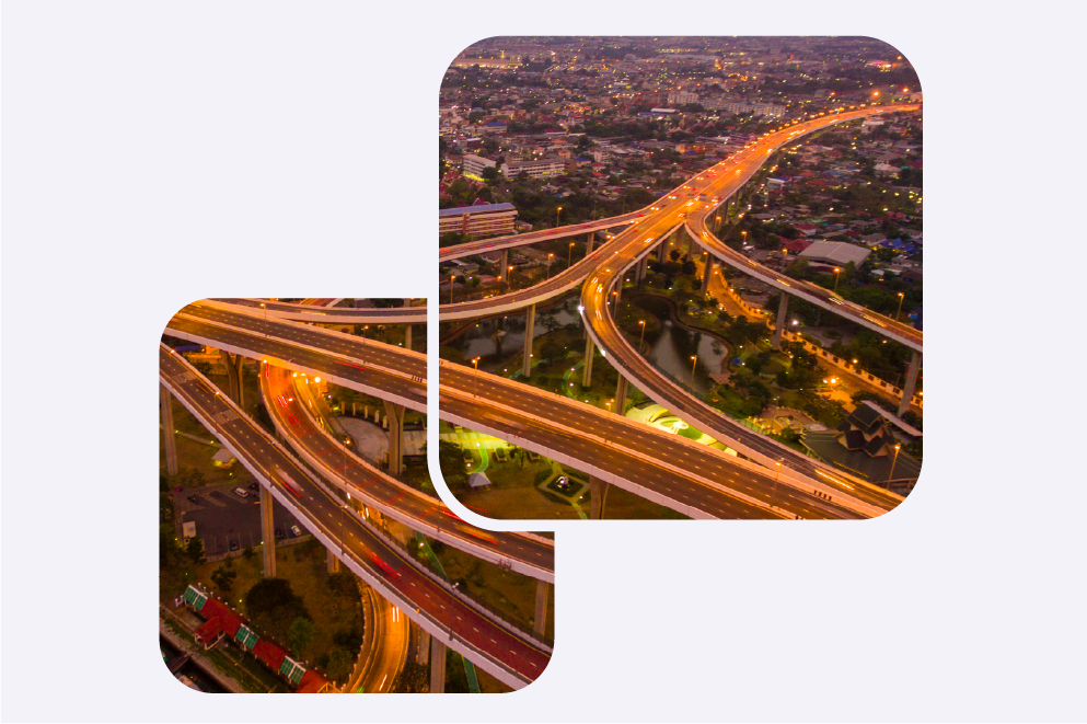 Multiple roads in city