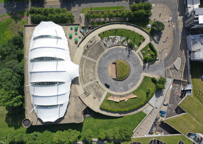 aerial view of park